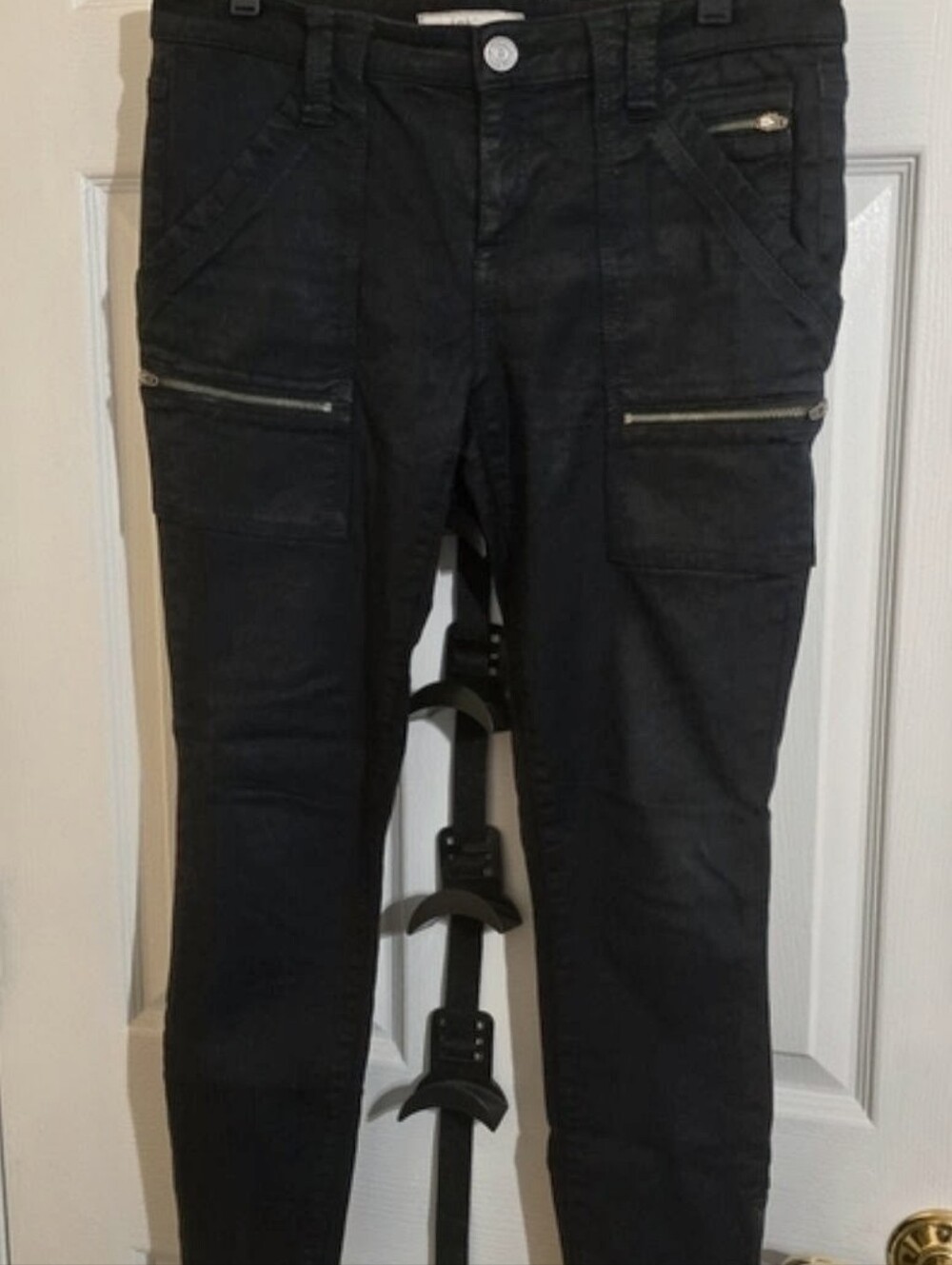 Joie Black Skinny Cargo Pants with Zip Details